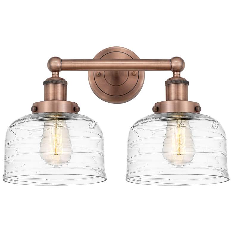 Image 1 Edison Bell 15.5"W 2 Light Antique Copper Bath Light With Deco Swirl S