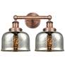 Edison Bell 15.5"W 2 Light Antique Copper Bath Light With Mercury Shad