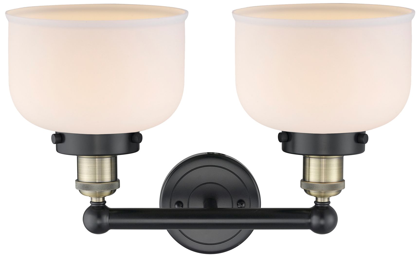 Image 2 Edison Bell 15.5"W 2 Light Black Antique Brass Bath Light With White S more views