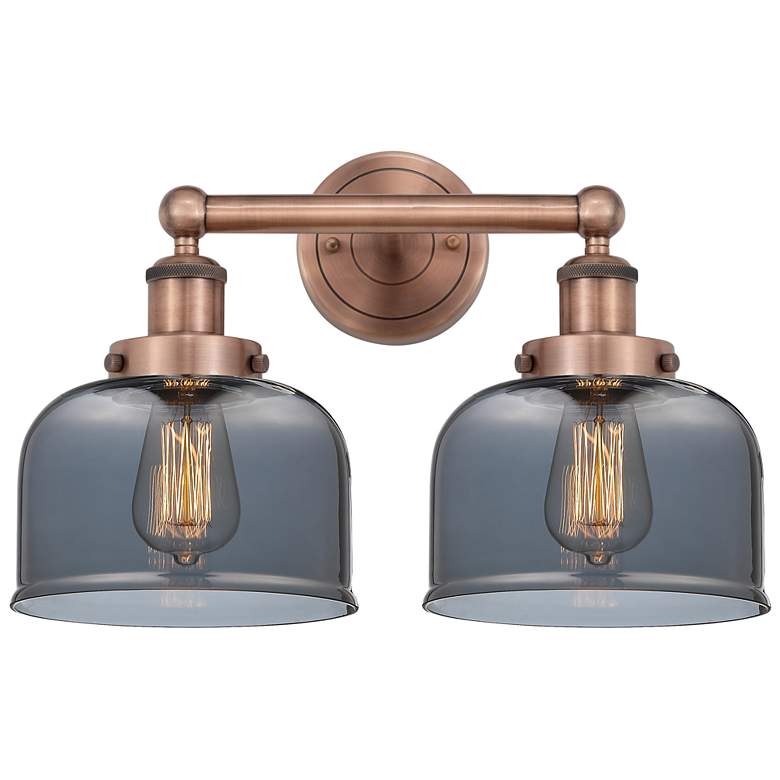 Image 1 Edison Bell 15.5"W 2 Light Copper Bath Light With Smoke Shade