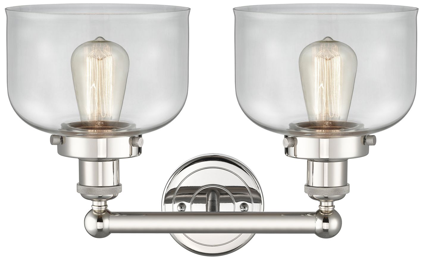 Image 2 Edison Bell 15.5"W 2 Light Polished Nickel Bath Light With Clear Shade more views
