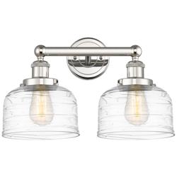 Edison Bell 15.5&quot;W 2 Light Polished Nickel Bath Light With Deco Swirl