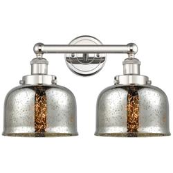 Edison Bell 15.5&quot;W 2 Light Polished Nickel Bath Light With Mercury Sha
