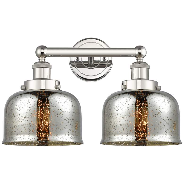 Image 1 Edison Bell 15.5"W 2 Light Polished Nickel Bath Light With Mercury Sha
