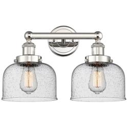 Edison Bell 15.5&quot;W 2 Light Polished Nickel Bath Light With Seedy Shade