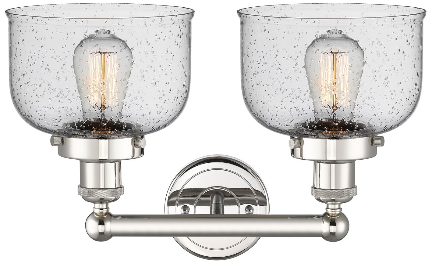 Image 2 Edison Bell 15.5"W 2 Light Polished Nickel Bath Light With Seedy Shade more views