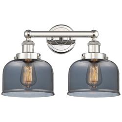 Edison Bell 15.5&quot;W 2 Light Polished Nickel Bath Light With Smoke Shade
