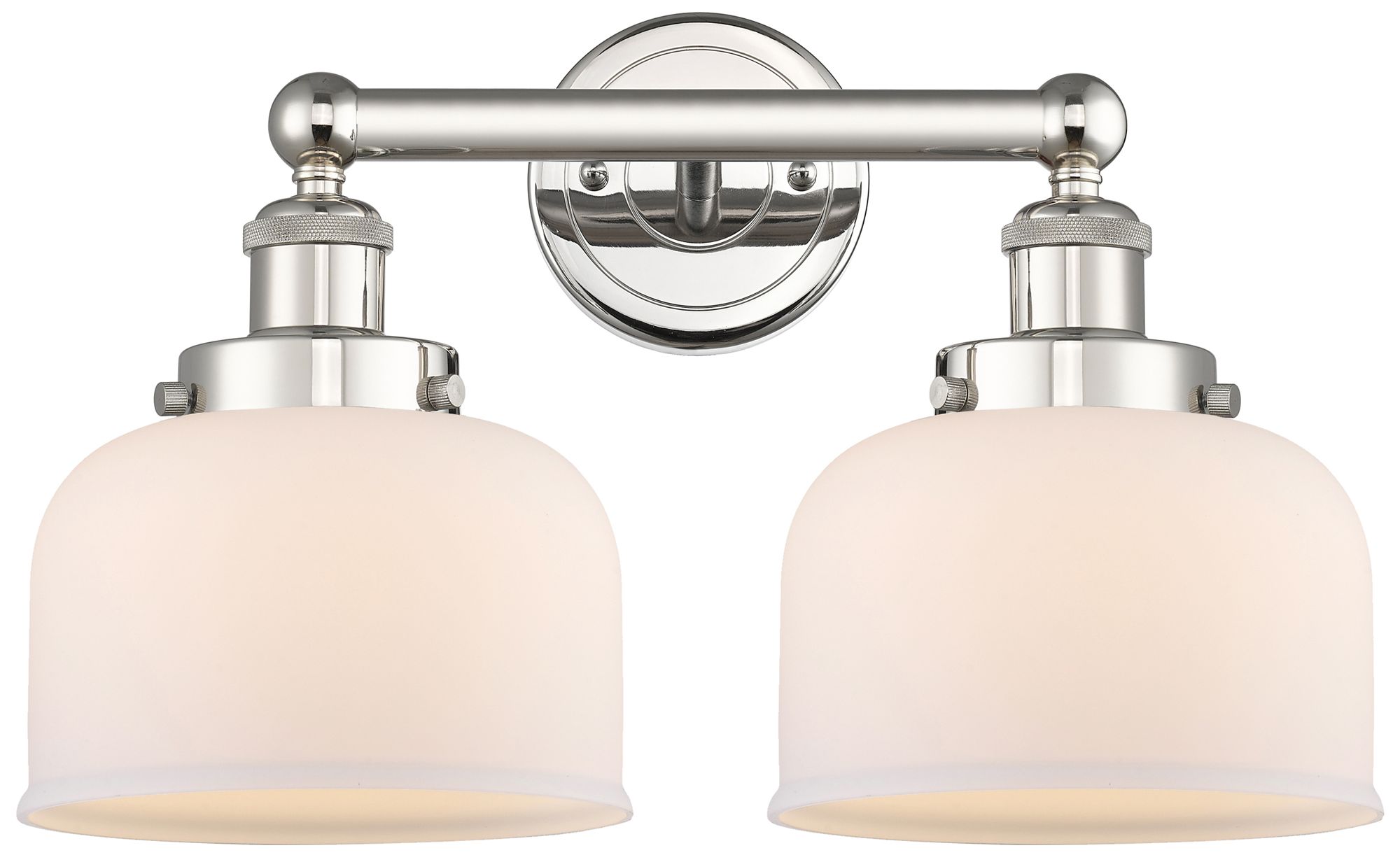 Edison Bell 15.5"W 2 Light Polished Nickel Bath Light With White Shade