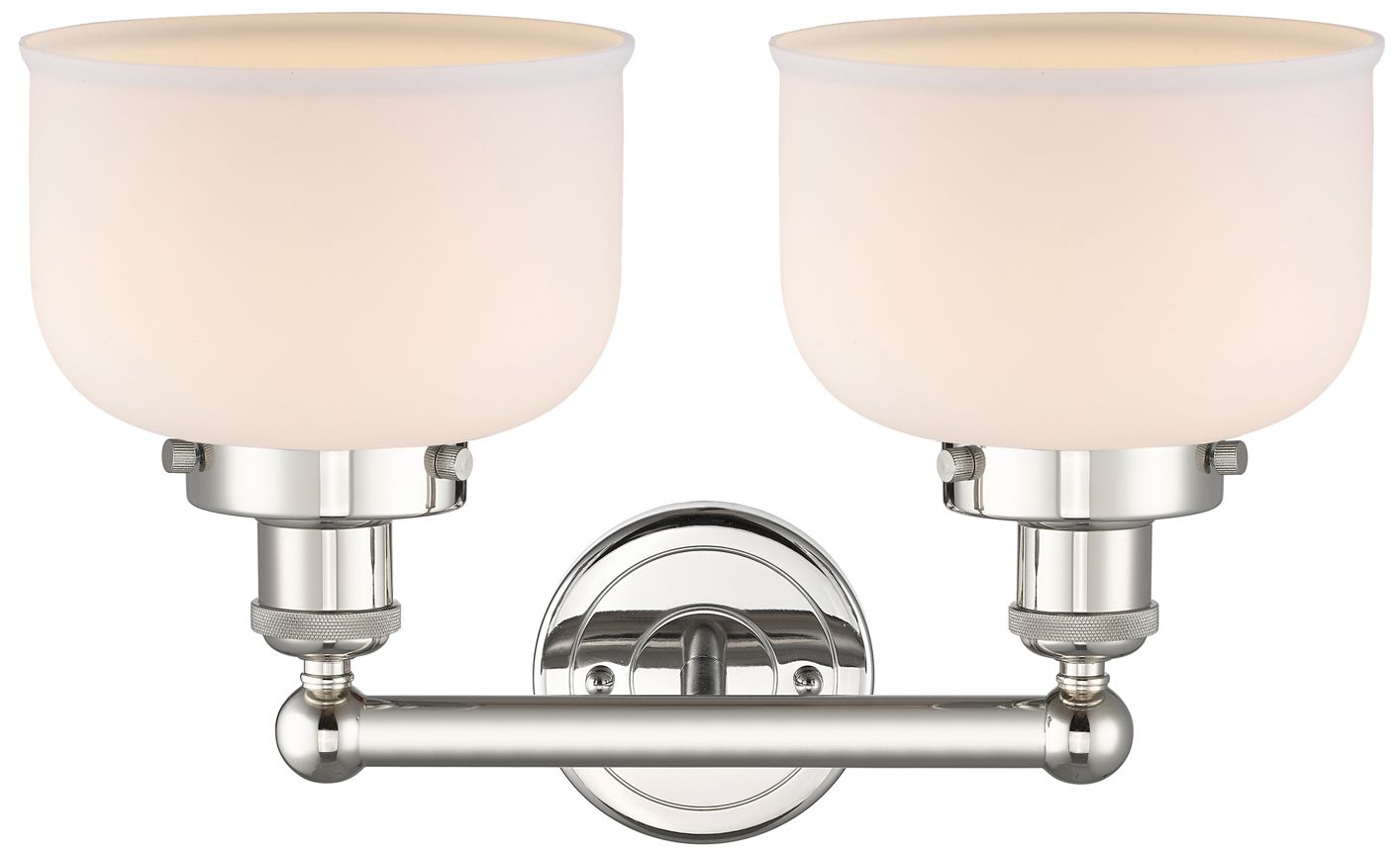 Image 2 Edison Bell 15.5"W 2 Light Polished Nickel Bath Light With White Shade more views