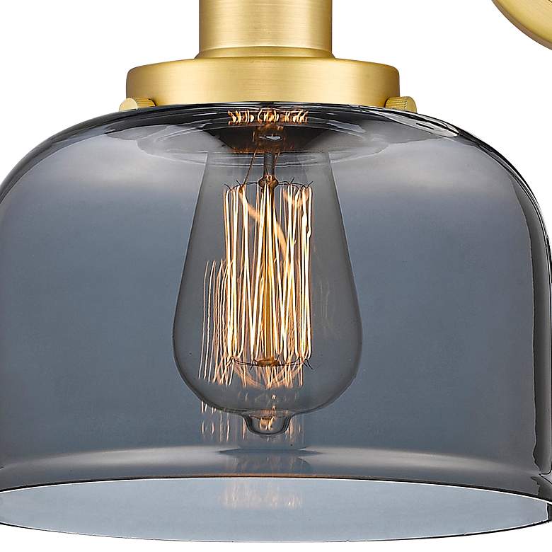 Image 2 Edison Bell 15.5"W 2 Light Satin Gold Bath Light With Plated Smoke Sha more views
