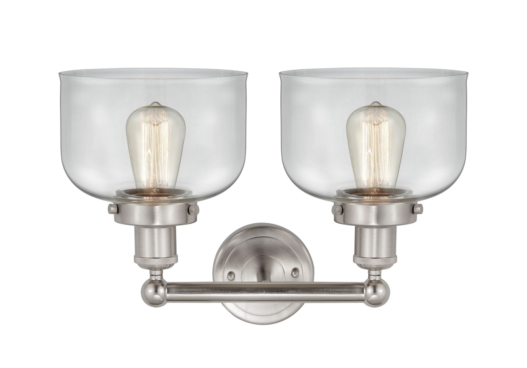 Image 2 Edison Bell 16" 2-Light Brushed Satin Nickel Bath Light w/ Clear Shade more views