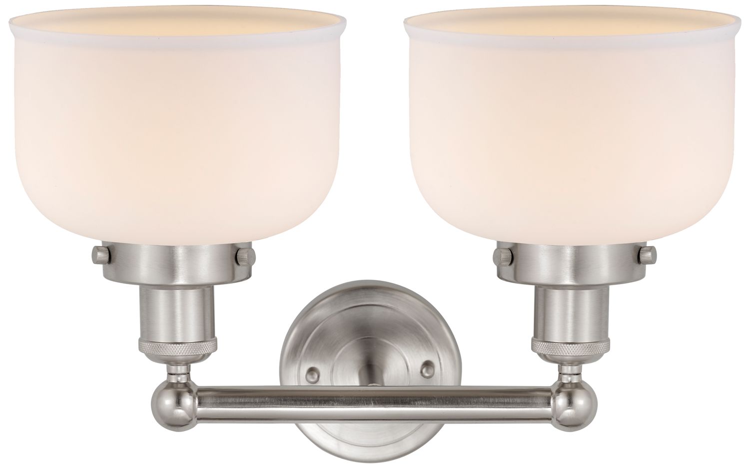 Image 2 Edison Bell 16" 2-Light Brushed Satin Nickel Bath Light w/ White Shade more views