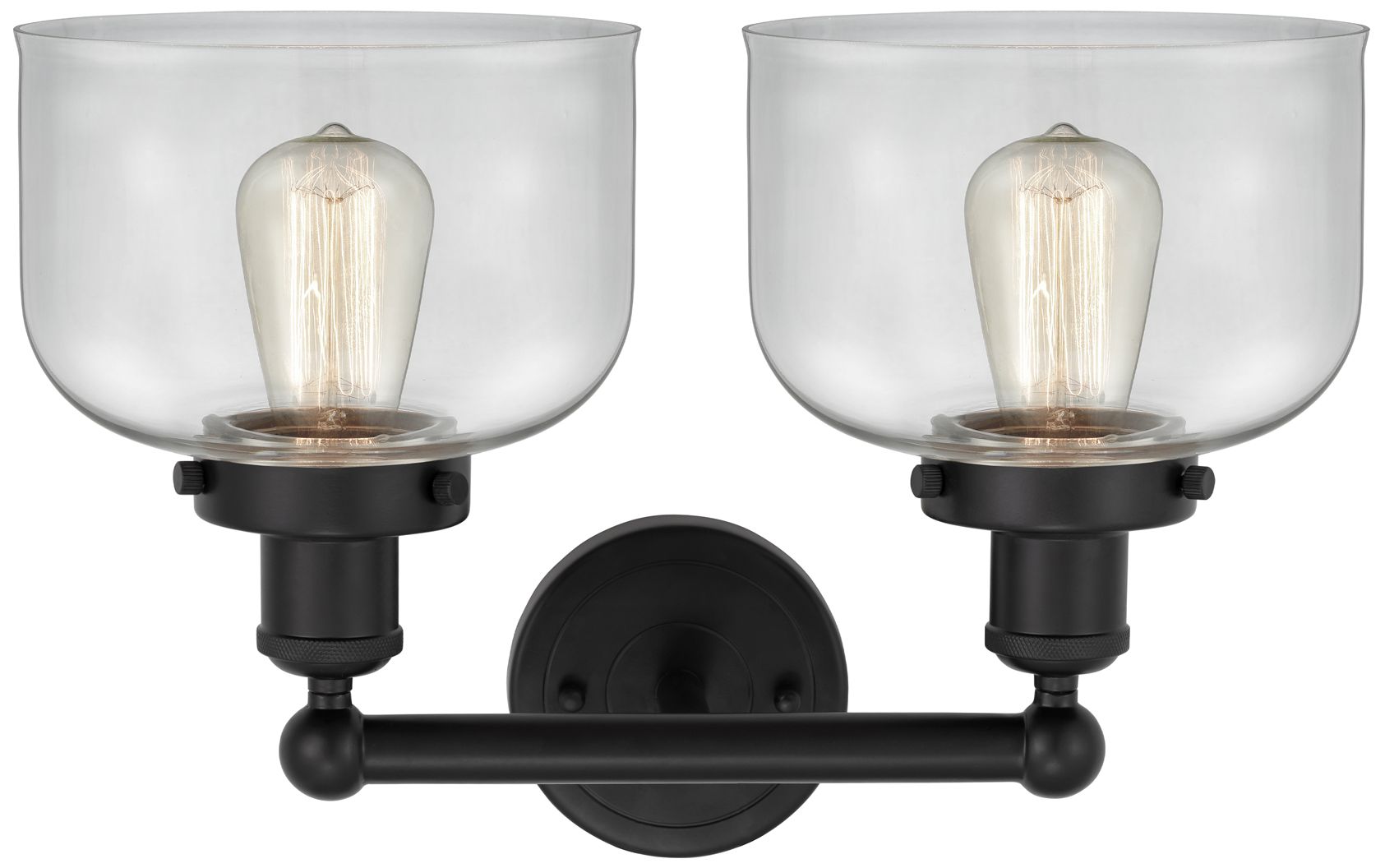 Image 2 Edison Bell 16" 2-Light Matte Black Bath Light w/ Clear Shade more views