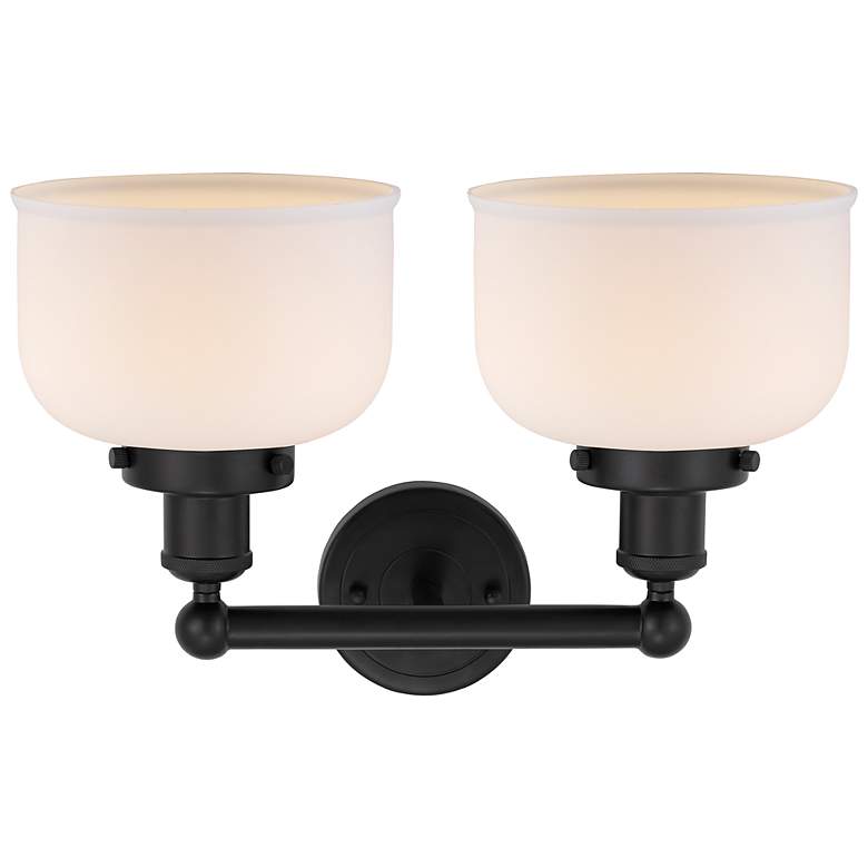Image 3 Edison Bell 16" 2-Light Matte Black Bath Light w/ Matte White Shade more views