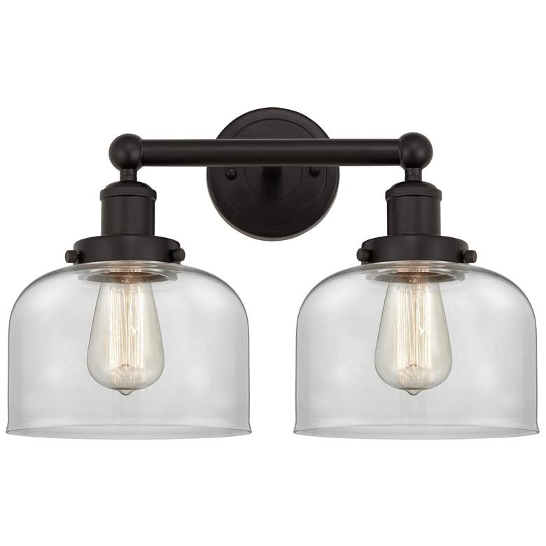 Image 1 Edison Bell 16 inch 2-Light Oil Rubbed Bronze Bath Light w/ Clear Shade