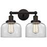 Edison Bell 16" 2-Light Oil Rubbed Bronze Bath Light w/ Clear Shade