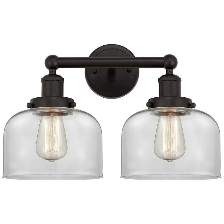 Image 1 Edison Bell 16" 2-Light Oil Rubbed Bronze Bath Light w/ Clear Shade