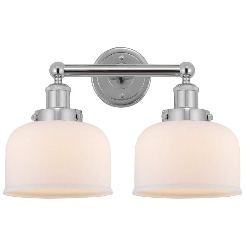 Image 1 Edison Bell 16" 2-Light Polished Chrome Bath Light w/ Matte White Shad