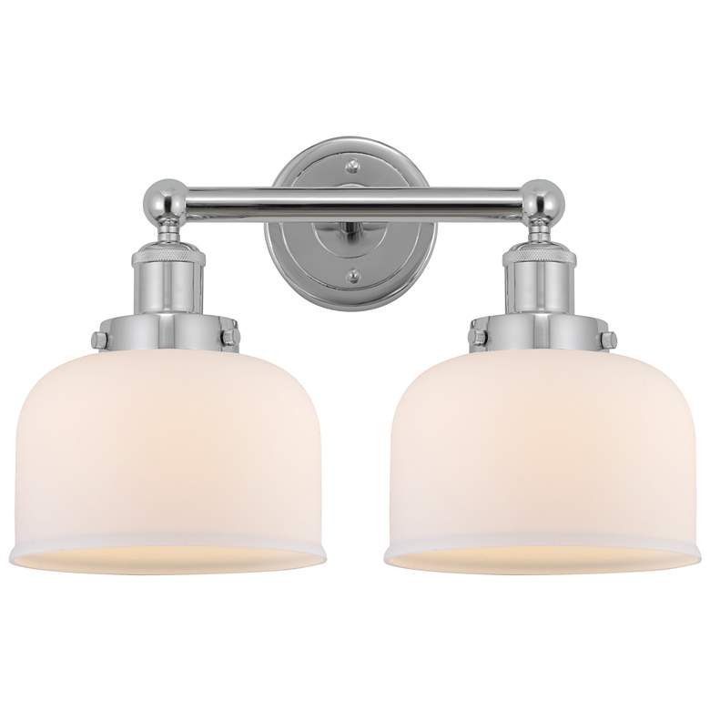 Image 1 Edison Bell 16 inch 2-Light Polished Chrome Bath Light w/ Matte White Shad