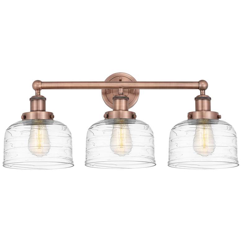 Image 1 Edison Bell 24.5"W 3 Light Antique Copper Bath Light With Deco Swirl S