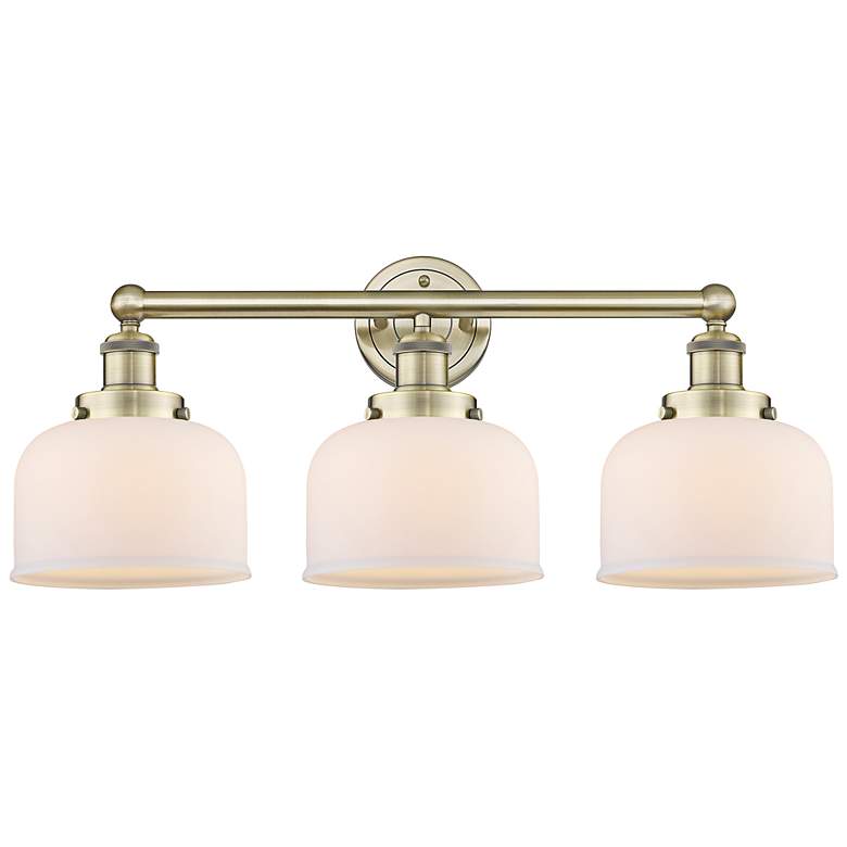 Image 1 Edison Bell 25 3/4" Wide Antique Brass 3-Light Bath Light