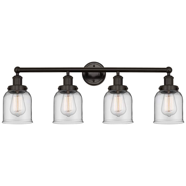 Image 1 Edison Bell 33 1/2"W Oil-Rubbed Bronze 4-Light Bath Light