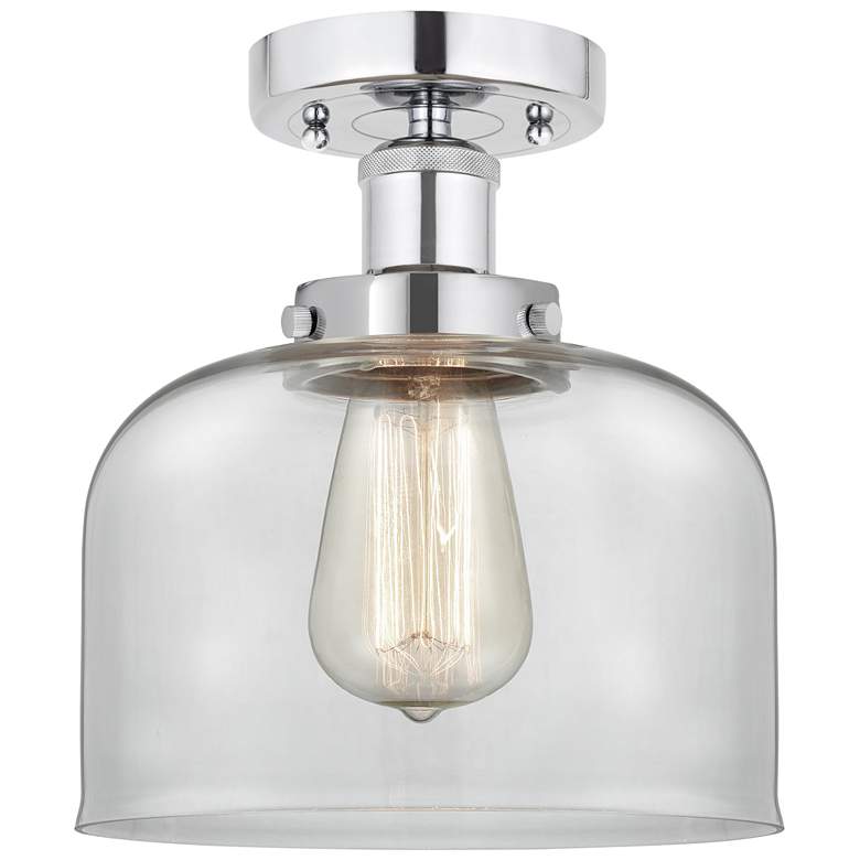Image 1 Edison Bell 7" Polished Chrome Semi Flush Mount w/ Clear Shade