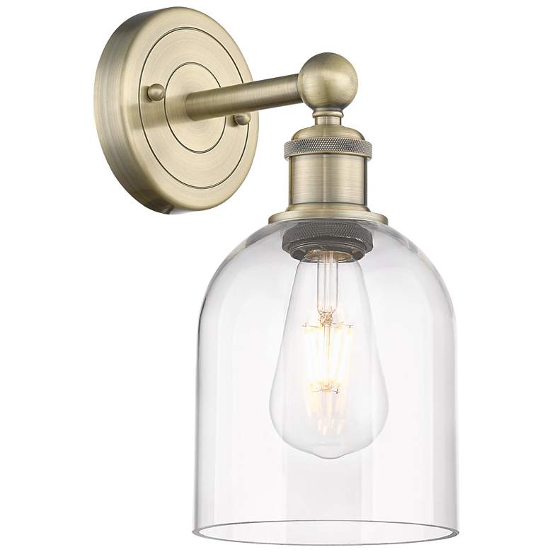 Image 1 Edison Bella 11.75" High Antique Brass Sconce With Clear Shade