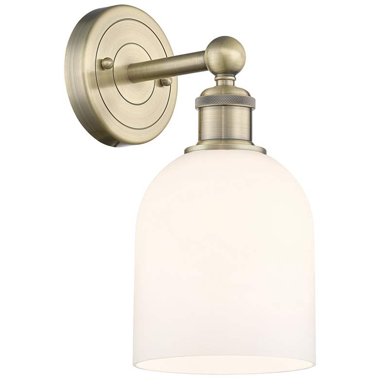 Image 1 Edison Bella 11.75" High Antique Brass Sconce With Glossy White Shade