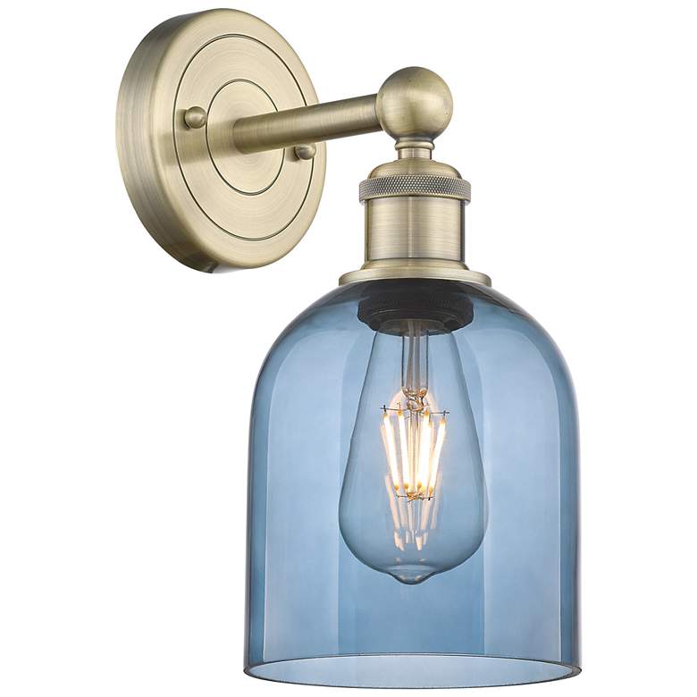 Image 1 Edison Bella 11.75" High Antique Brass Sconce With Princess Blue Shade