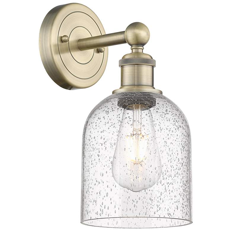 Image 1 Edison Bella 11.75" High Antique Brass Sconce With Seedy Shade