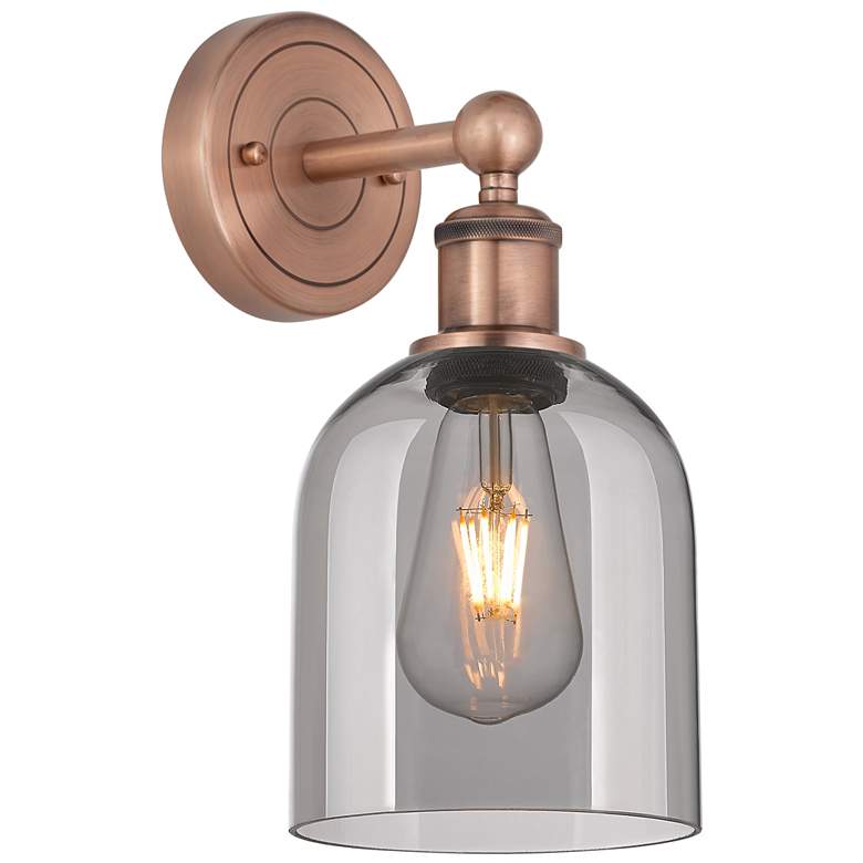Image 1 Edison Bella 11.75" High Antique Copper Sconce With Light Smoke Shade