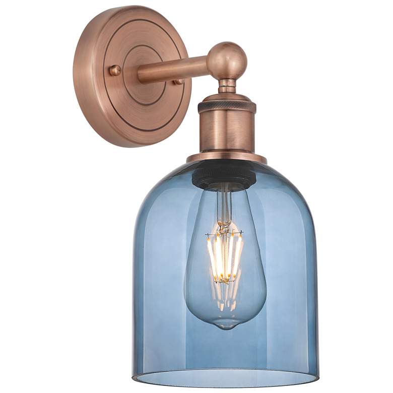 Image 1 Edison Bella 11.75" High Antique Copper Sconce With Princess Blue Shad