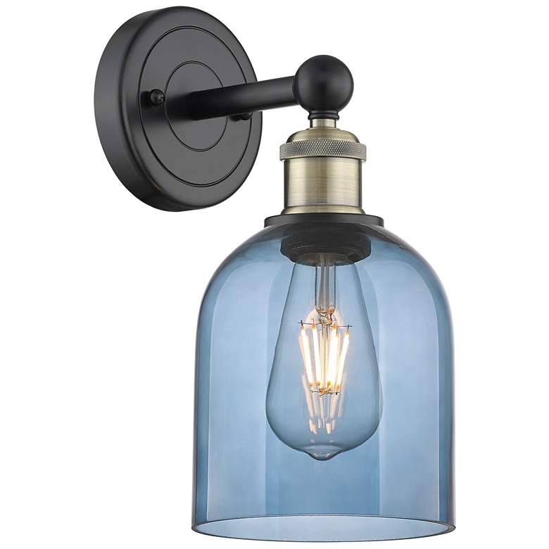 Image 1 Edison Bella 11.75" High Black Antique Brass Sconce w/ Princess Blue S