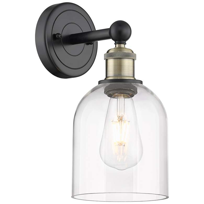 Image 1 Edison Bella 11.75" High Black Antique Brass Sconce With Clear Shade