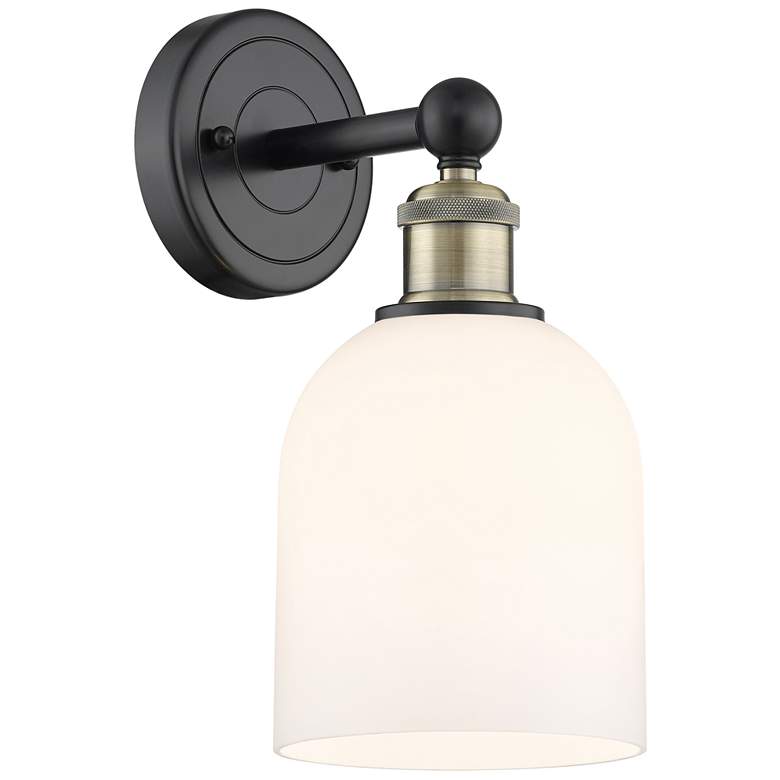 Image 1 Edison Bella 11.75" High Black Antique Brass Sconce With Glossy White