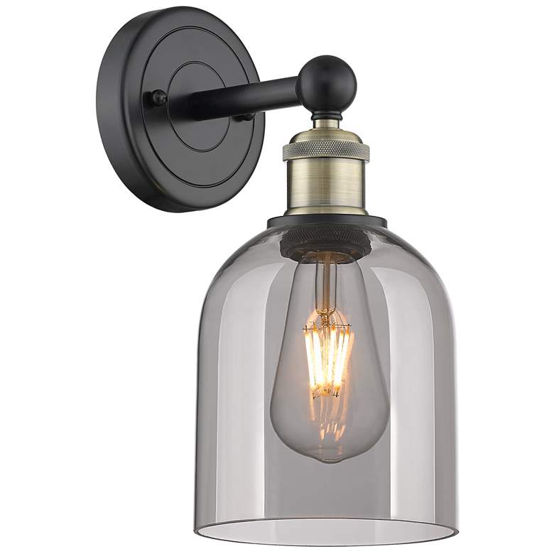 Image 1 Edison Bella 11.75" High Black Antique Brass Sconce With Light Smoke S