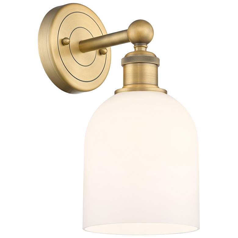 Image 1 Edison Bella 11.75" High Brushed Brass Sconce With Glossy White Shade