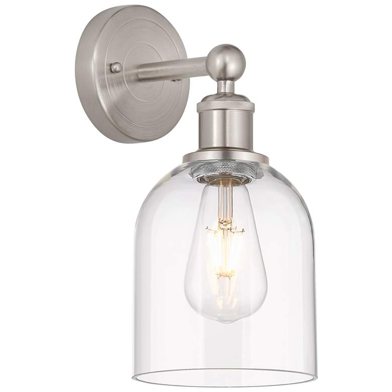Image 1 Edison Bella 11.75" High Brushed Satin Nickel Sconce With Clear Shade