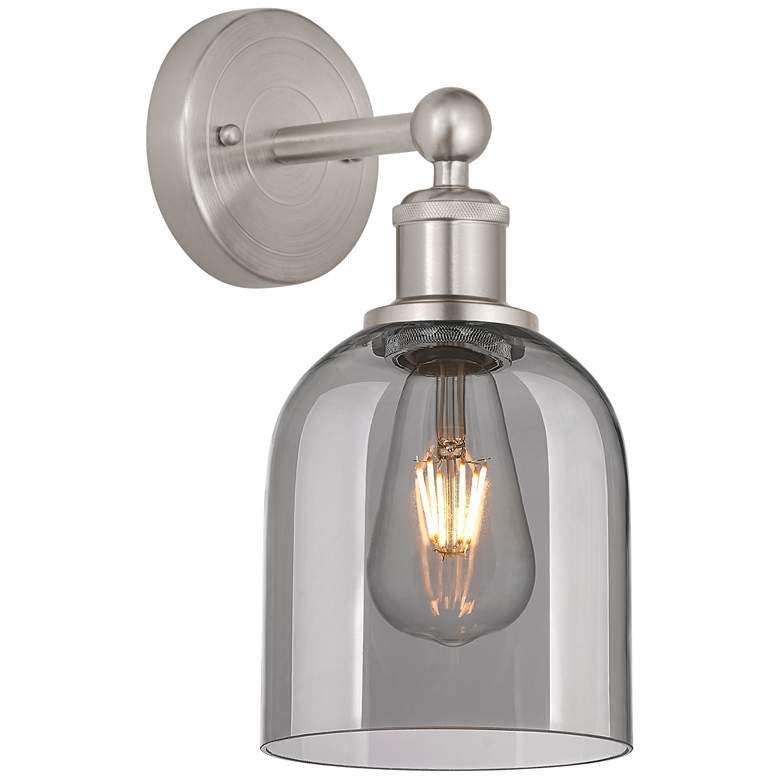 Image 1 Edison Bella 11.75" High Brushed Satin Nickel Sconce With Light Smoke
