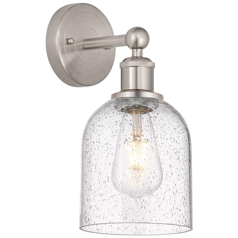 Image 1 Edison Bella 11.75" High Brushed Satin Nickel Sconce With Seedy Shade