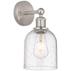 Edison Bella 11.75" High Brushed Satin Nickel Sconce With Seedy Shade