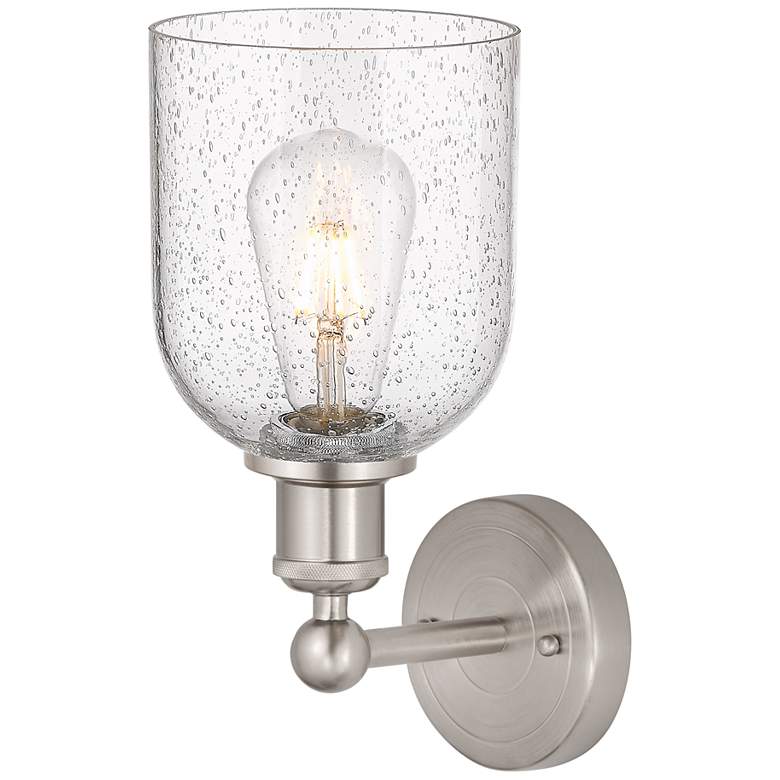 Image 2 Edison Bella 11.75" High Brushed Satin Nickel Sconce With Seedy Shade more views