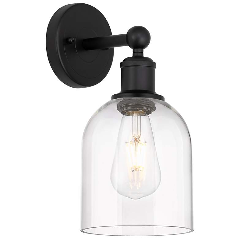 Image 1 Edison Bella 11.75" High Matte Black Sconce With Clear Shade