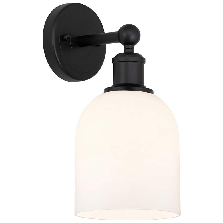 Image 1 Edison Bella 11.75" High Matte Black Sconce With Glossy White Shade