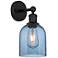 Edison Bella 11.75" High Matte Black Sconce With Princess Blue Shade