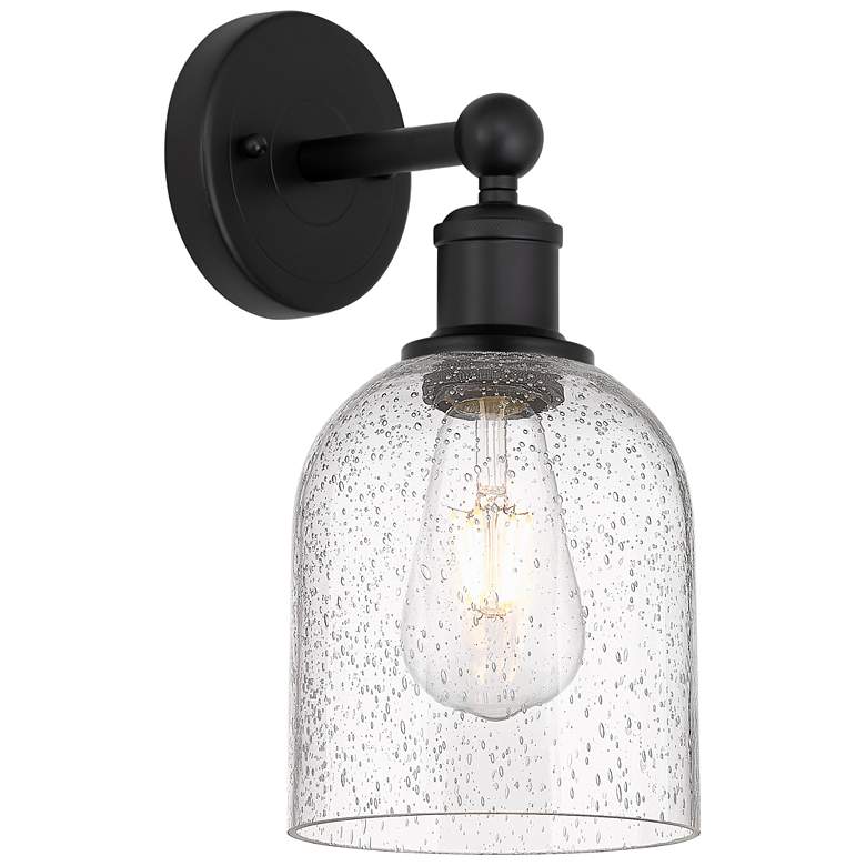 Image 1 Edison Bella 11.75" High Matte Black Sconce With Seedy Shade