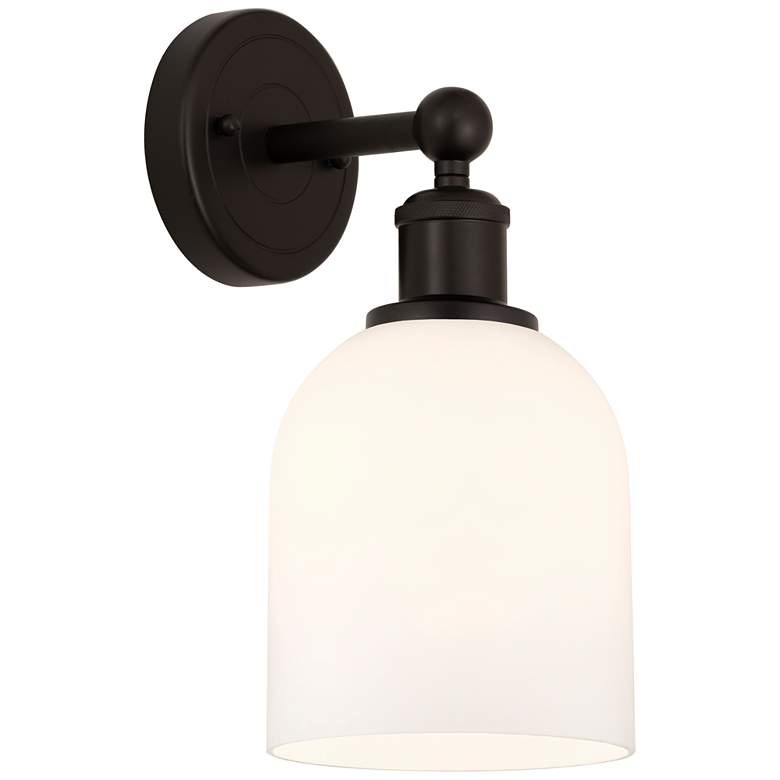 Image 1 Edison Bella 11.75" High Oil Rubbed Bronze Sconce With Glossy White Sh