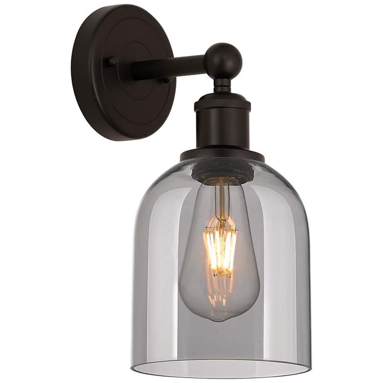 Image 1 Edison Bella 11.75" High Oil Rubbed Bronze Sconce With Light Smoke Sha