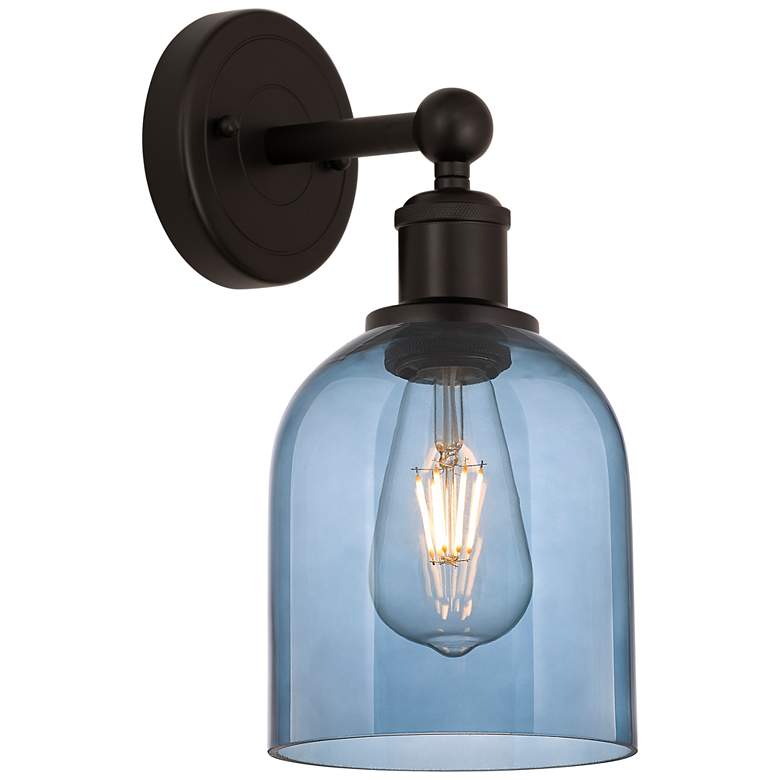 Image 1 Edison Bella 11.75" High Oil Rubbed Bronze Sconce With Princess Blue S